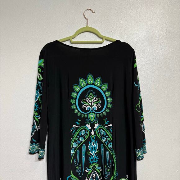 London Times Black Midi Dress Sz 14P - Picture 6 of 9